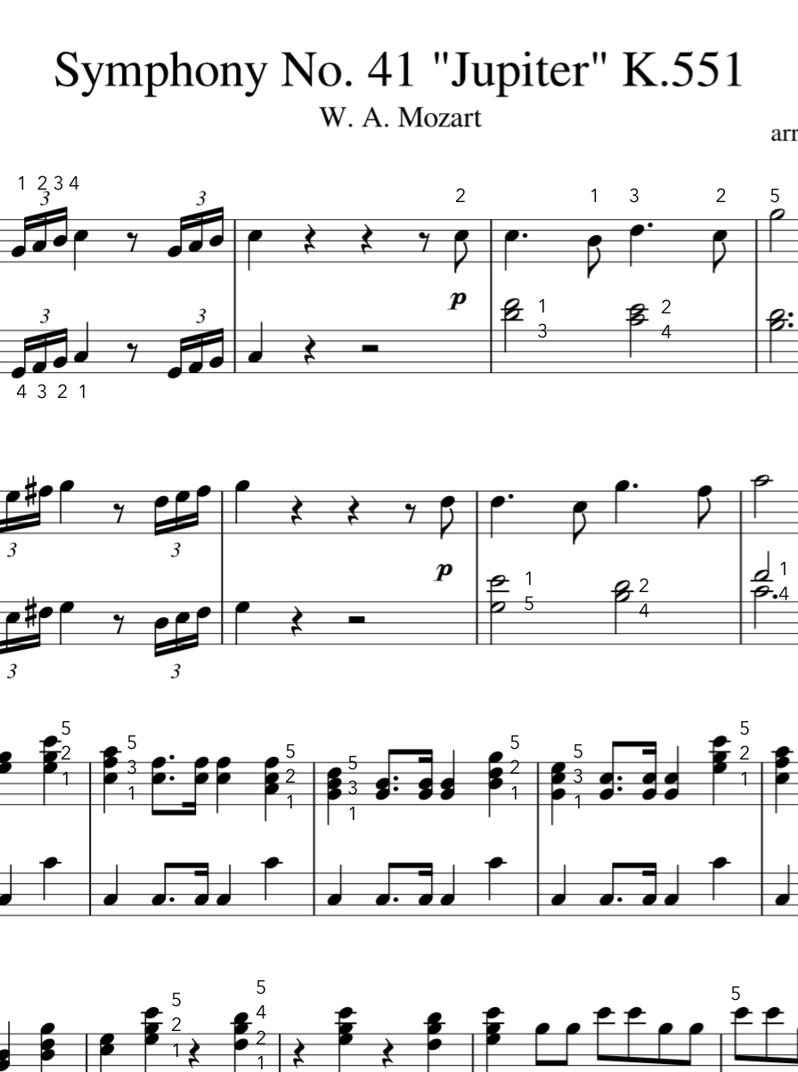楽譜 Mozart: Symphony No. 41 Jupiter — VeronicaPiano88